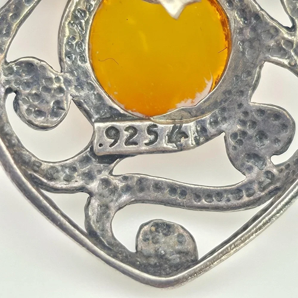 SILPADA Amber Earrings 925 Sterling Silver Post Cabochons Open Scrollwork 1